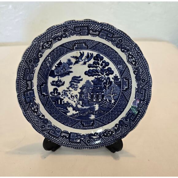 Blue Willow China Saucer Allerton England 5 6/8" Vintage - Picture 1 of 8